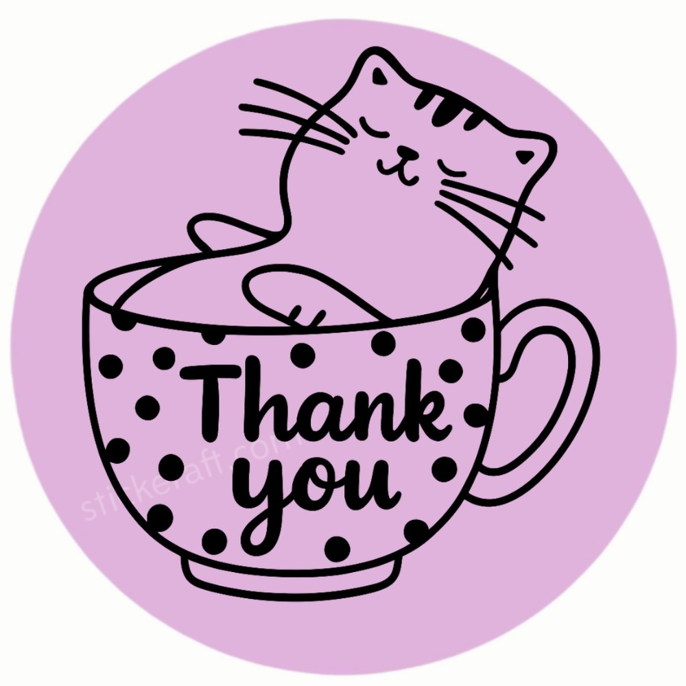 Thank You Cat Stickers Labels Boutique Packaging Thank You Seals - Picture 12 of 14